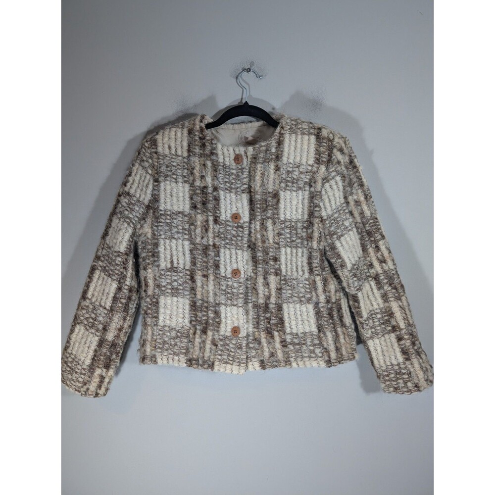VGT John Meyer Womens Wool Blend Tweed Cropped Jacket Sz 12 Mature Old Money Lux